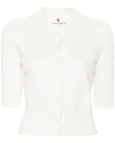 Ermanno Scervino Short-sleeve Cropped Cardigan - White