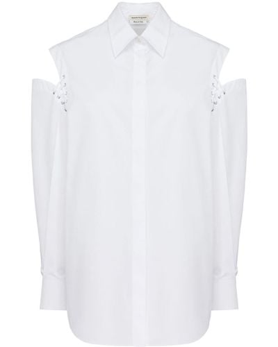 Alexander McQueen Camisa con aberturas - Blanco