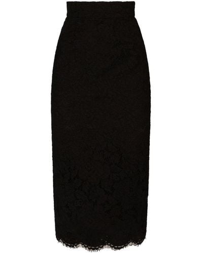 Dolce & Gabbana Falda midi con encaje - Negro