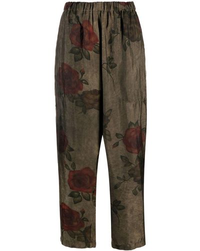 Uma Wang Floral-print Tapered Trousers - Green