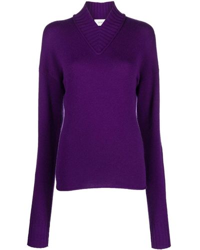 Sportmax Ribbed-trim V-neck Sweater - Purple