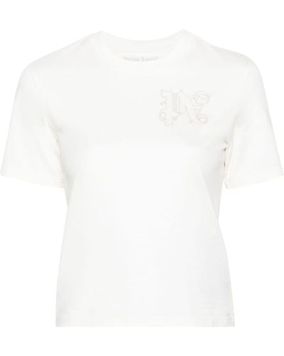 Palm Angels T-Shirt mit Logo-Stickerei - Weiß