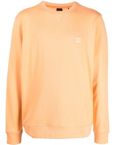 BOSS Sweatshirt mit Logo-Patch - Orange