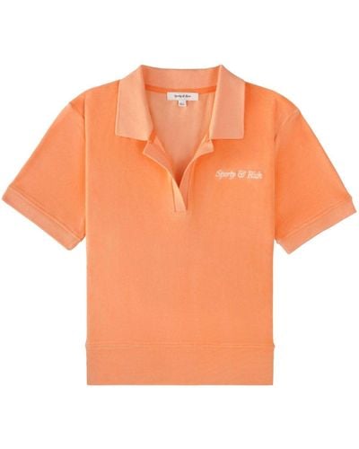 Sporty & Rich Italic Logo Cotton Polo - Orange