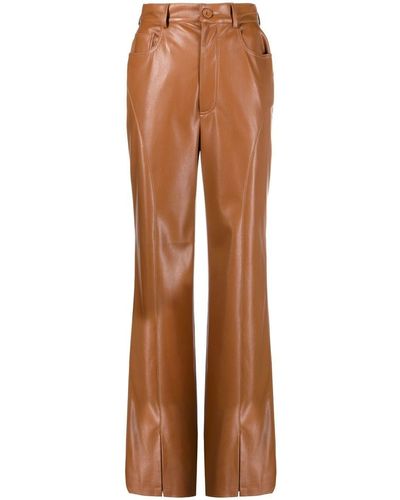 Nanushka Pantalones rectos con costuras curvas - Marrón