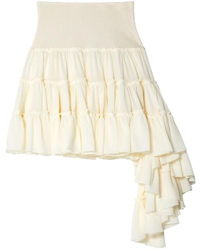 Loewe Ruffled Asymmetric Miniskirt - ホワイト