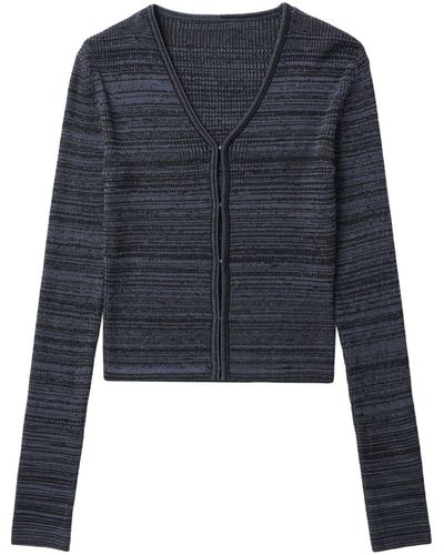 Low Classic Ribbed-knit V-neck Cardigan - Blue