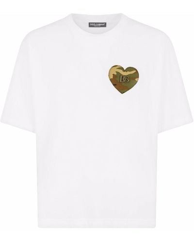 Dolce & Gabbana T-shirt con patch e logo dg - Bianco