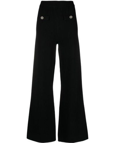 Twin Set High-waisted Crystal-embellished Palazzo Trousers - Black
