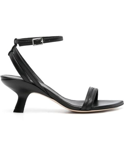 Vic Matié Sculpted-heel Leather Sandals - Black