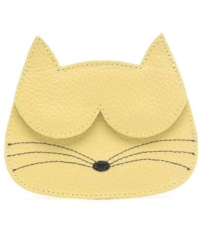 Sarah Chofakian Cat-face Leather Card Holder - Yellow