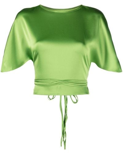 Concepto Belted Cropped Top - Green
