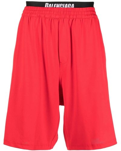 Balenciaga Technical-mesh Jersey Swim Shorts - Red