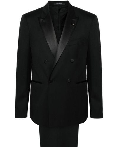 Tagliatore Double-breasted Virgin-wool Suit - Black