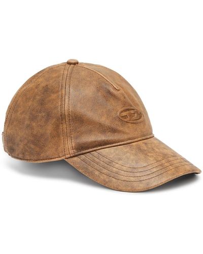 DIESEL C-bar Leather Baseball Cap - Natural
