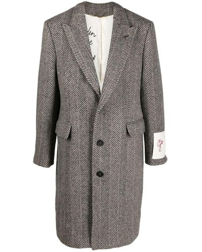 Golden Goose Logo-patch Single-breasted Coat - Gray
