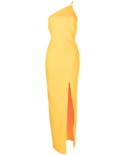 Solace London Vestido con diseño asimétrico - Amarillo