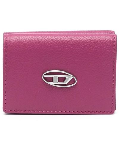 DIESEL Tri-fold Leather Wallet - Purple