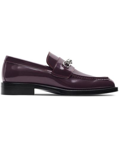 Burberry Barbed-detail Leather Loafers - Purple