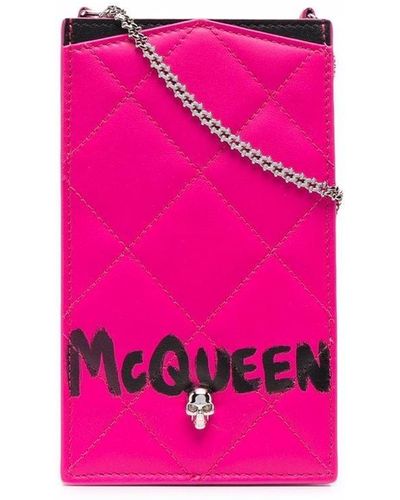 Alexander McQueen Logo-print Leather Phone Case - Pink