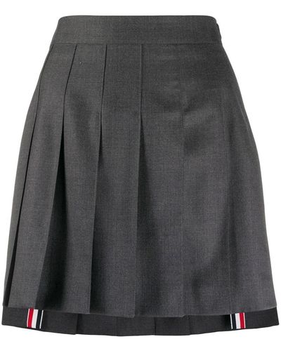 Thom Browne High-waisted Pleated Mini Skirt - Gray