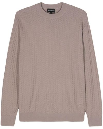 Emporio Armani 3d-knit Cotton Sweater - Brown