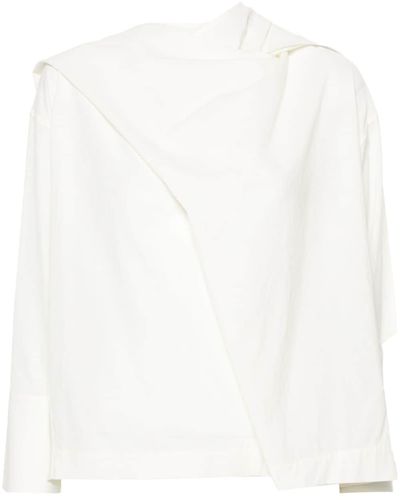 Issey Miyake Drapierte Bluse - Weiß