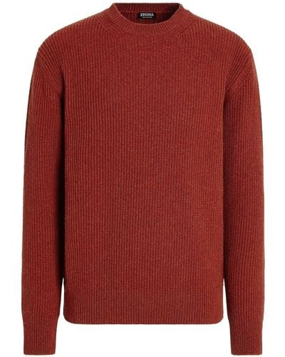 ZEGNA Oasi Crew-neck Cashmere Sweater - Red