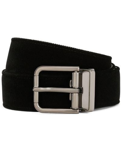 Dolce & Gabbana Cinturón de terciopelo con hebilla - Negro
