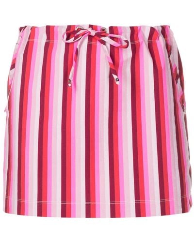 Amir Slama Striped Drawstring-waist Miniskirt - Pink