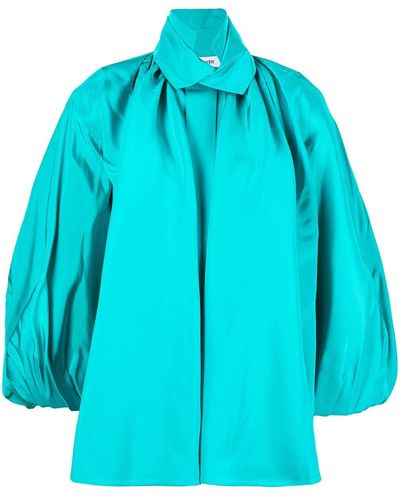 Dice Kayek Puff-sleeve Silk Shirt - Blue