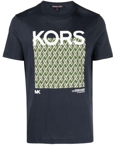 Michael Kors T-shirt en coton à imprimé graphique - Bleu