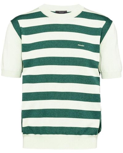 Prada Striped Crew-neck T-shirt - Green