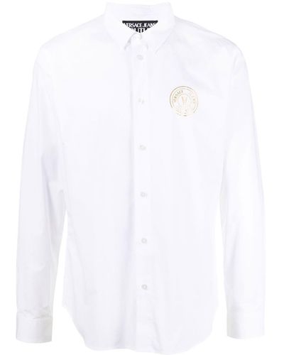 Versace Schmales Hemd mit Logo-Print - Weiß