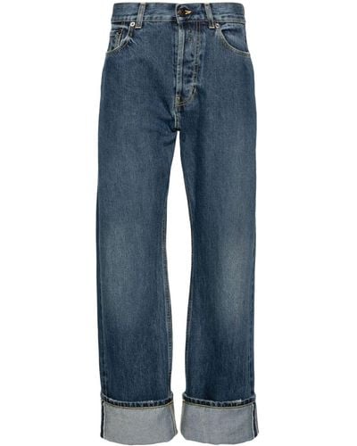 Alexander McQueen Straight-Leg-Jeans mit Umschlag - Blau