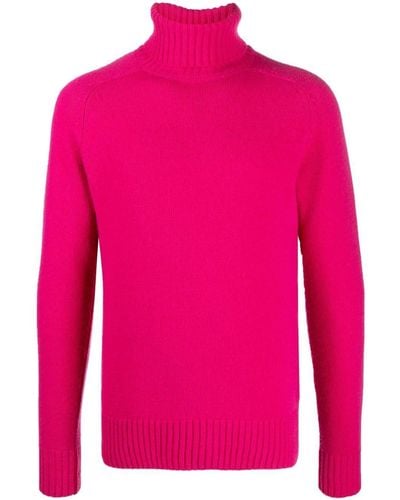 Ami Paris Roll-neck Wool Sweater - Pink