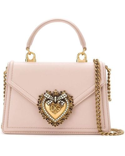 Dolce & Gabbana Small Devotion Leather Top-handle Bag - Pink