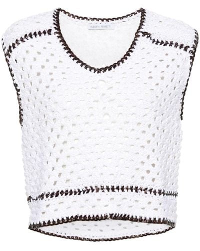 Alberta Ferretti Crochet-knit Tank Top - Grey