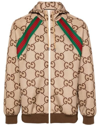 Gucci Giacca Jumbo GG Con Zip E Nastro Web - Marrone