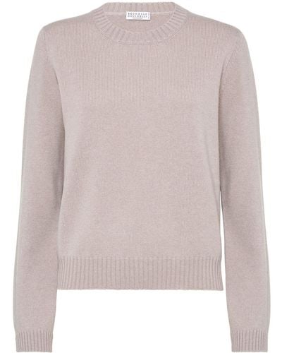 Brunello Cucinelli Monili-embellished Cashmere Sweater - Pink