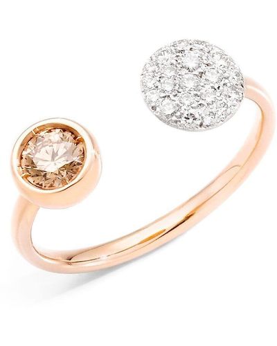 Pomellato 18kt Rose Gold Sabbia Brown Diamond Ring - White
