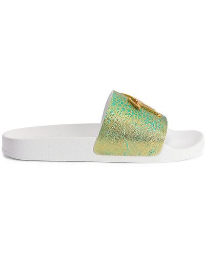 Giuseppe Zanotti Frankie Logo-plaque Slides - Green