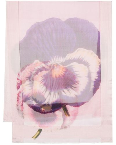 Faliero Sarti Purple Floral-print Scarf - Pink