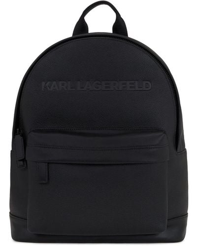Karl Lagerfeld Kleiner Essential Rucksack aus Leder - Schwarz