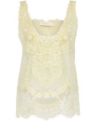 Zimmermann Natura Floral-lace Tank Top - Yellow
