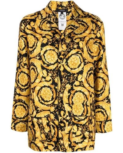 Versace Barocco-print Pajama Top - Yellow
