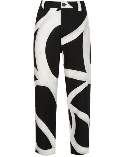 UMA | Raquel Davidowicz Geometric-print Cropped Pants - Black