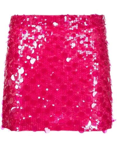 P.A.R.O.S.H. Paillettenrock mit hohem Bund - Pink