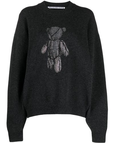 Alexander Wang Beiress Wool Crew Neck Sweater - Black