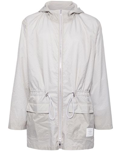 Thom Browne Zip-up Hooded Jacket - Grey